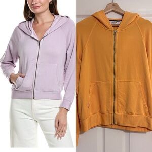 Stateside Softest Fleece Cropped Full Zip-Up Hoodie Tangerine Orange Large